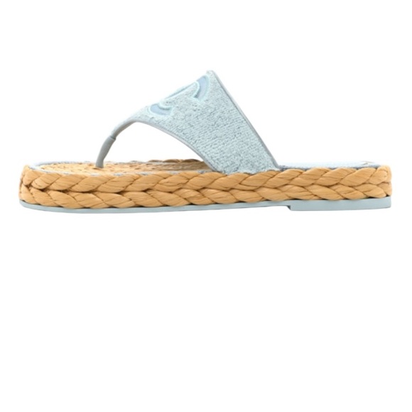 CHANEL Thong Slides Espadrilles Sandal Size 37 NEW - Picture 6 of 16